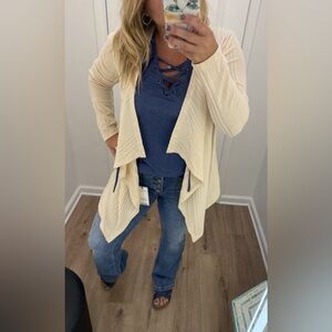 NWT Beige Brushed Open Front Cardigan size large